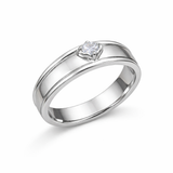 Men’s Silver Single Stone Ring – Minimal Classic Design