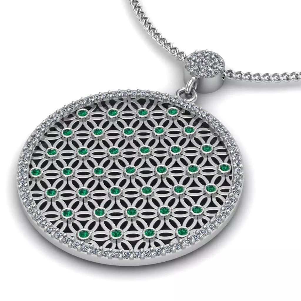 Emerald Lattice Silver Pendant