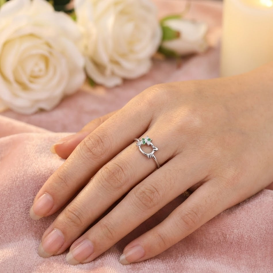 Timeless Halo Solitaire Silver Ring