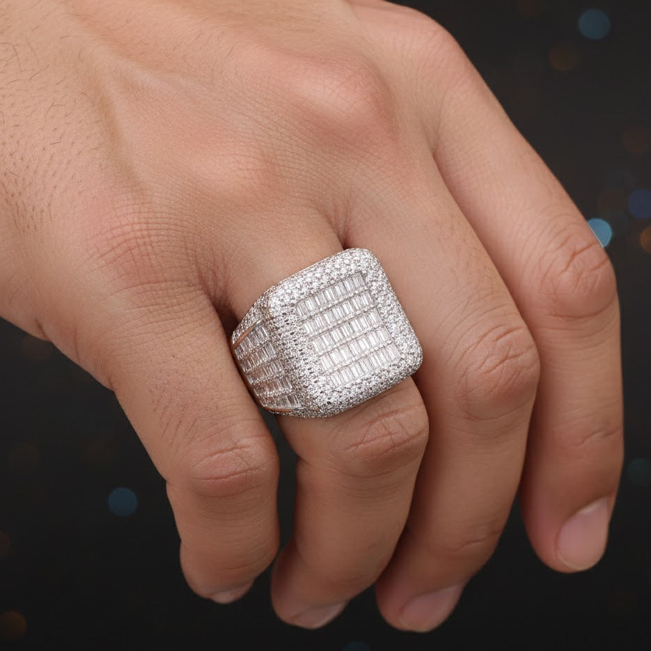 Royal Grid Baguette Diamond Statement Ring