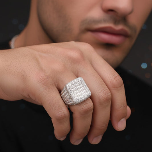 Royal Grid Baguette Diamond Statement Ring