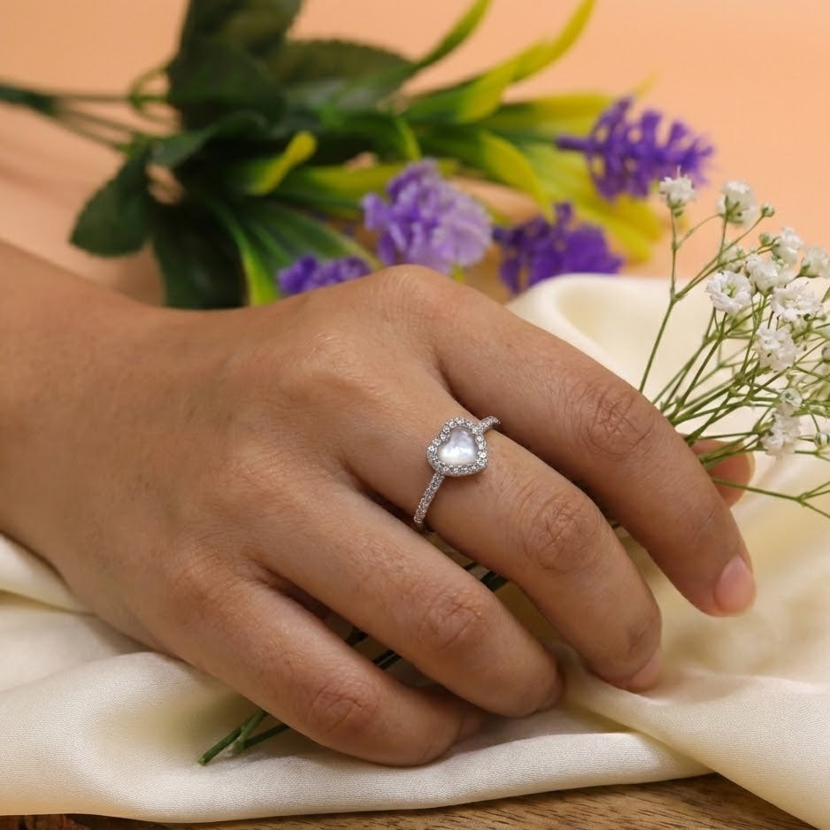 Eternal Heart Halo Silver Ring