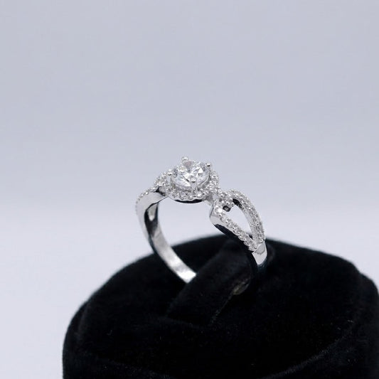 Elegant Double Halo Silver Ring