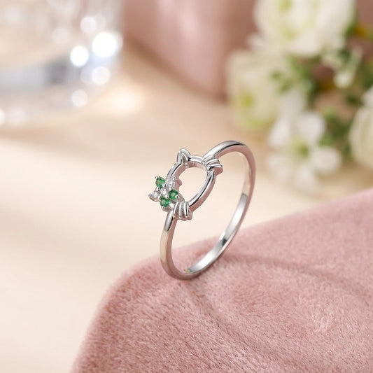 Timeless Halo Solitaire Silver Ring