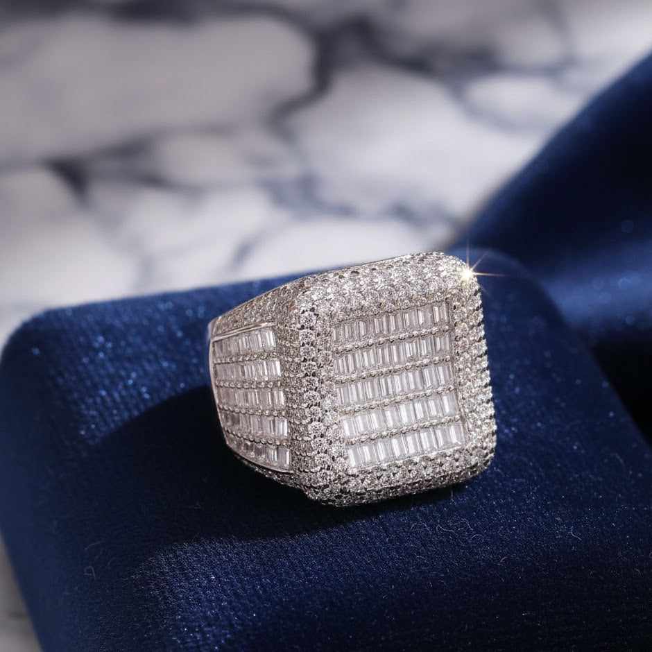Royal Grid Baguette Diamond Statement Ring