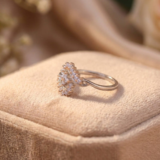 Graceful Swirl Sparkle Silver Ring